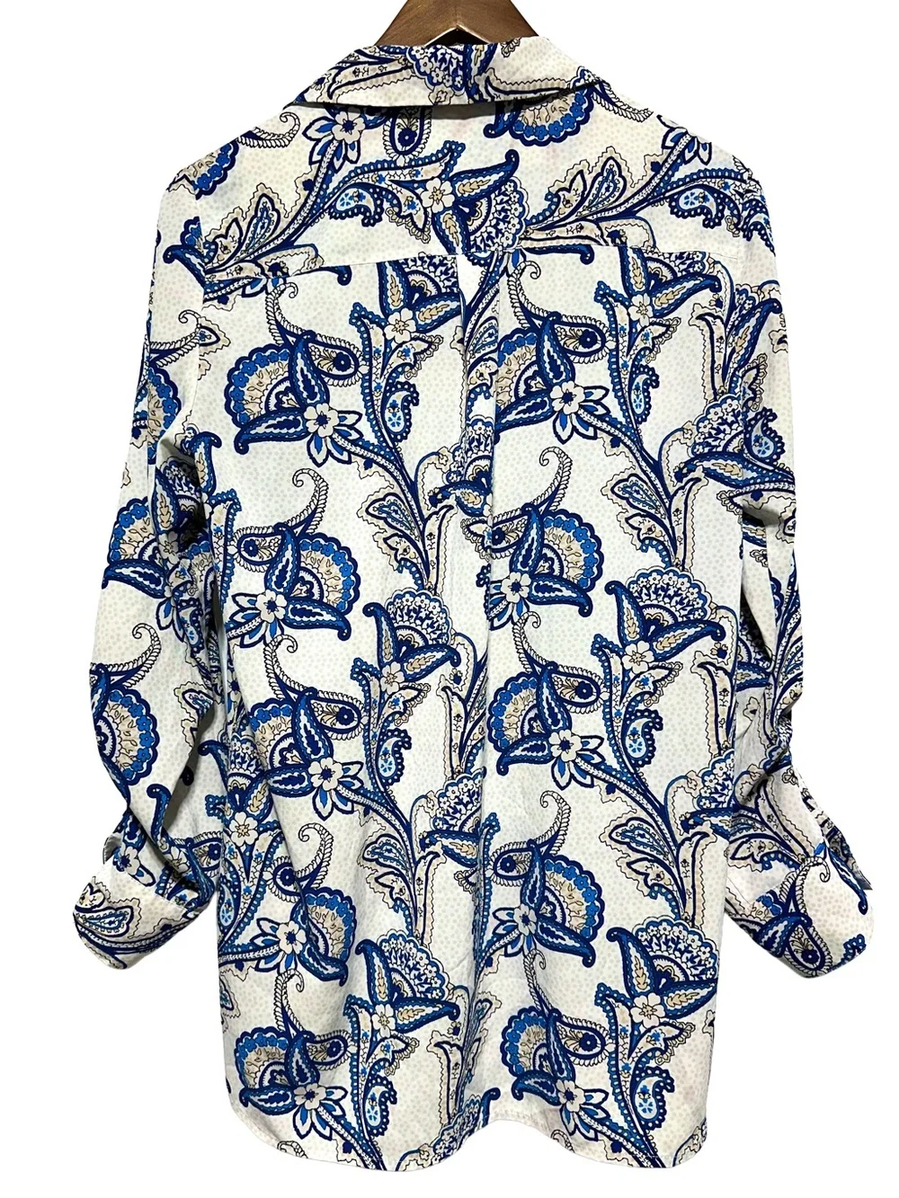 TOMMY HILFIGER Paisley Button Down Blouse Coastal Boho Preppy - Picture 6 of 9